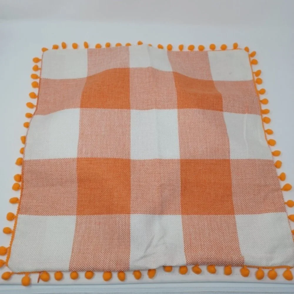 Set of 2 Decorative Throw Pillow Cover with Pom Poms